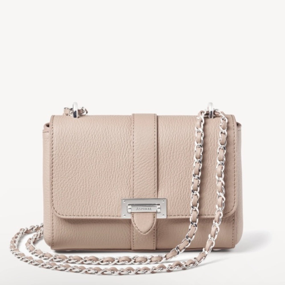 Aspinal of London Lottie Shoulder Bag in Soft Taupe Pebble